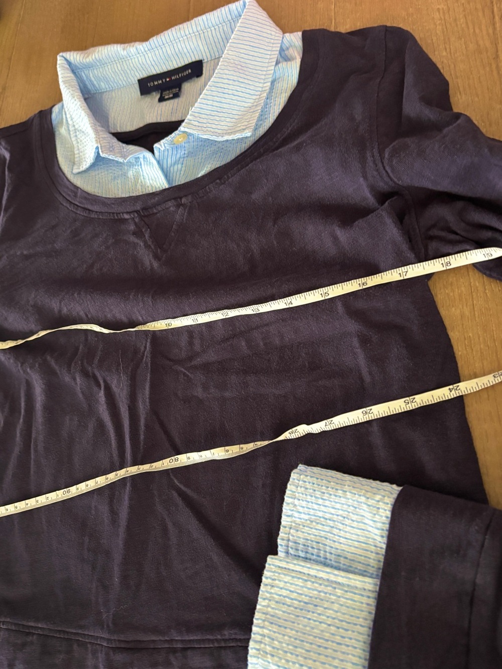 Tommy Hilfiger Navy Light Blue Sweater Vest Blouse Women’s M - Picture 3 of 4